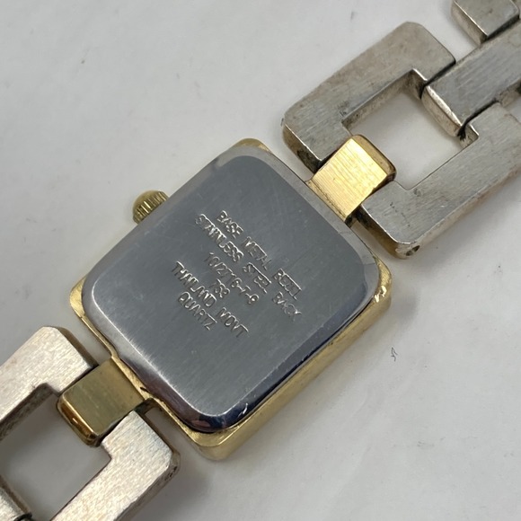 Vtg Anne Klein II Watch Women 16mm Gold Silver Tone Tank Square Link New Battery - Picture 14 of 16